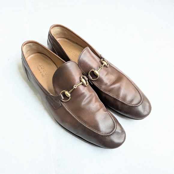 Gucci Jordaan Horsebit Loafers Brown Leather Men US 11.5